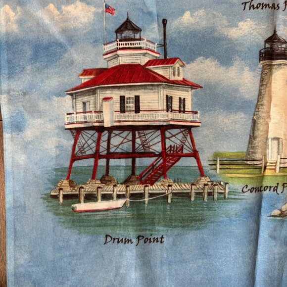 Lighthouses Fenwick Assateague Thomas Point Outdoor Flag Blue Mary Lou Troutman - Picture 7 of 14